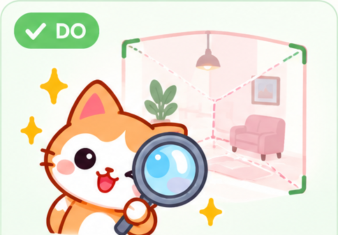Trợ lý AI hướng dẫn chụp góc nhìn bao quát căn phòng
